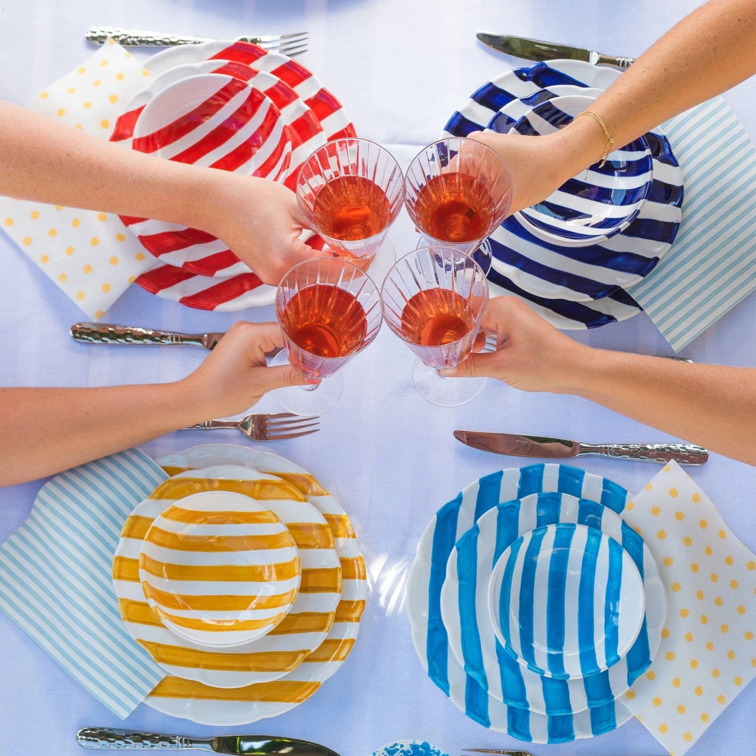 Amalfitana Yellow Stripe Dinner Plate 3 Amalfitana Yellow Stripe Dinner Plate - Image 3