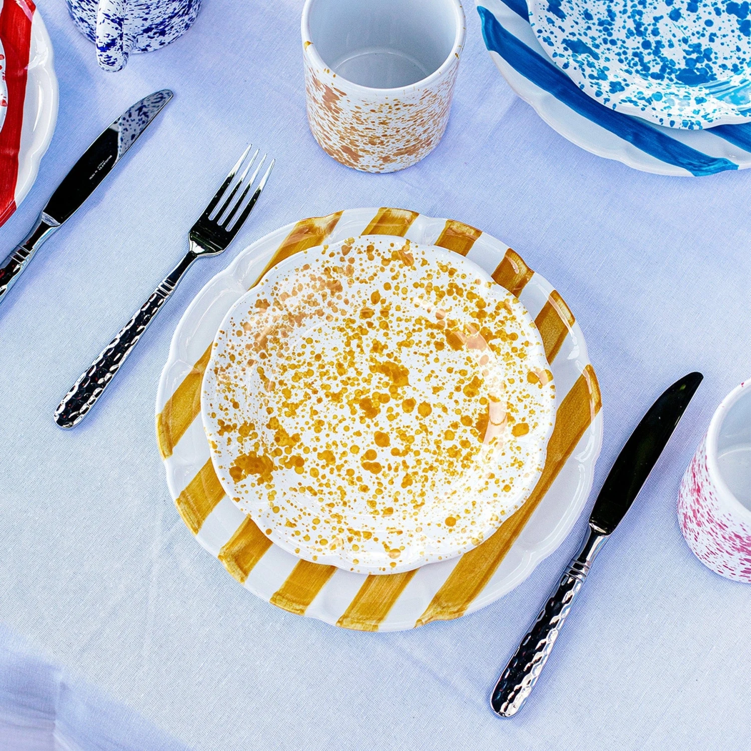 Amalfitana Yellow Splatter Salad Plate 2 Amalfitana Yellow Splatter Salad Plate - Image 2