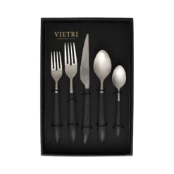 Ares Argento & Black Five-Piece Place Setting – Set Of 4