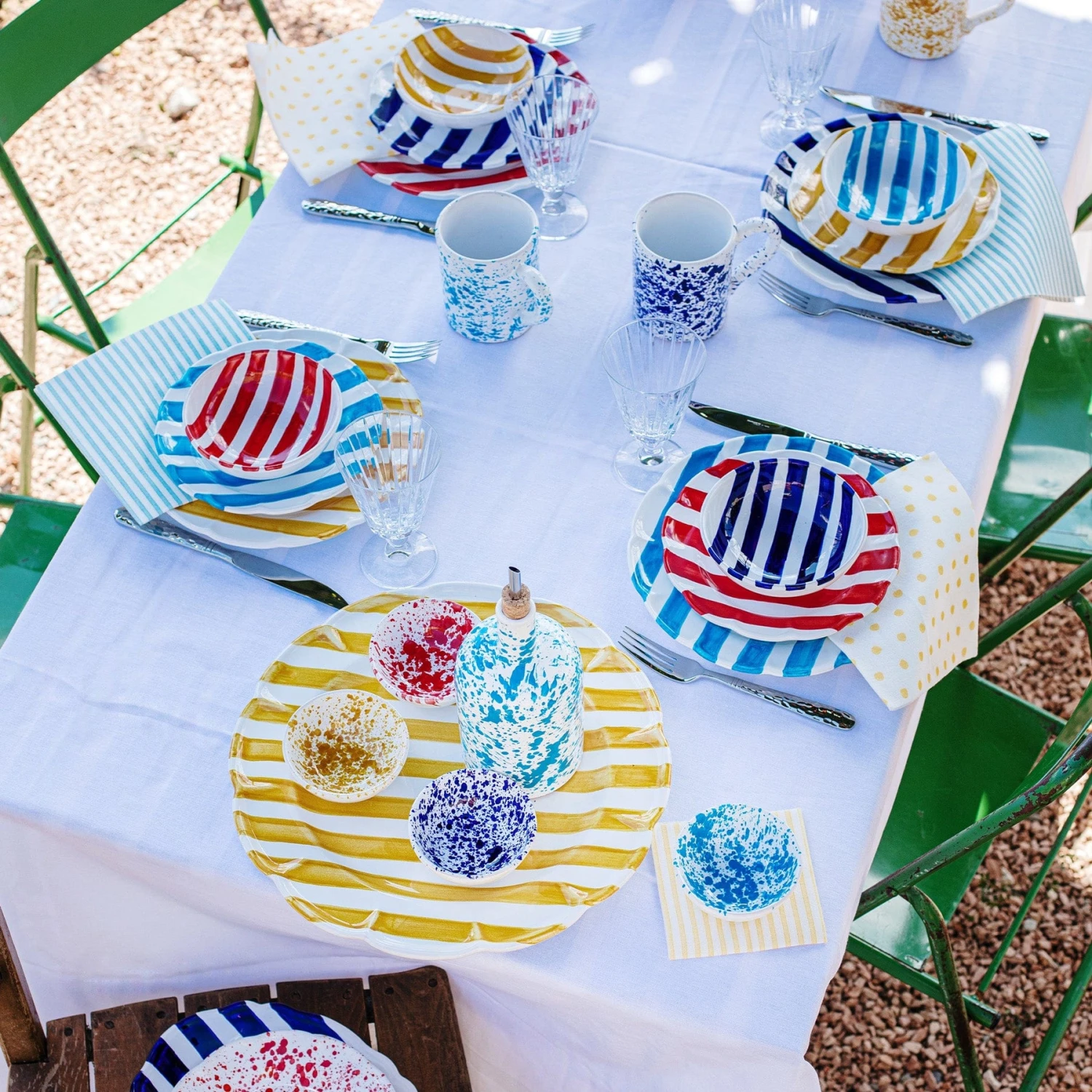 Amalfitana Aqua Stripe Salad Plate 6 Amalfitana Aqua Stripe Salad Plate - Image 6