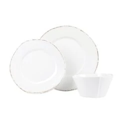 Melamine Lastra White Three-Piece Place Setting