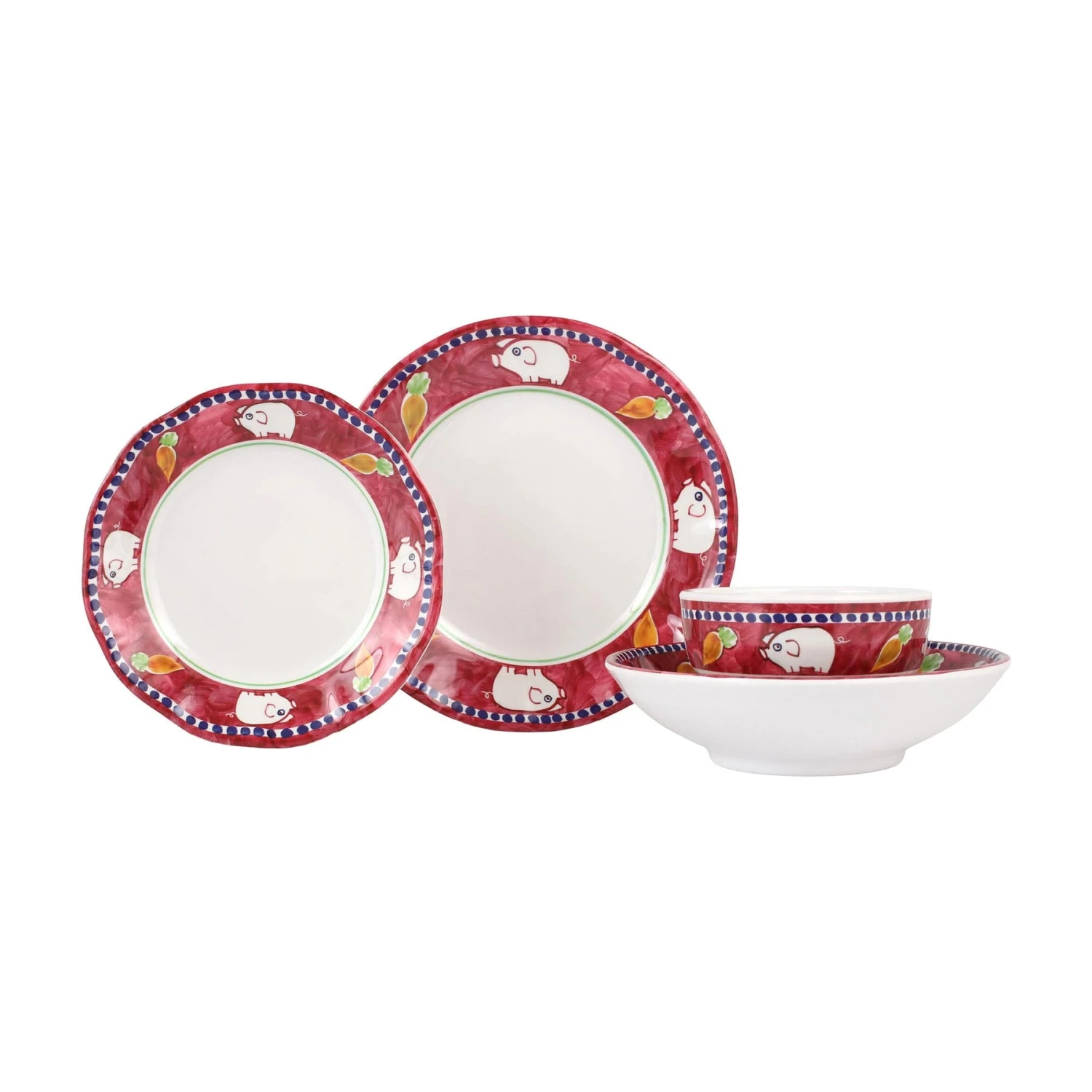 Melamine Campagna Porco Four-Piece Place Setting 1 Melamine Campagna Porco Four-Piece Place Setting