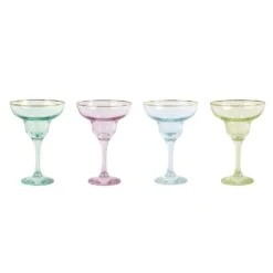 Rainbow Assorted Margarita Glasses - Set Of 4