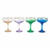 Rainbow Jewel Tone Assorted Coupe Champagne Glasses - Set Of 4